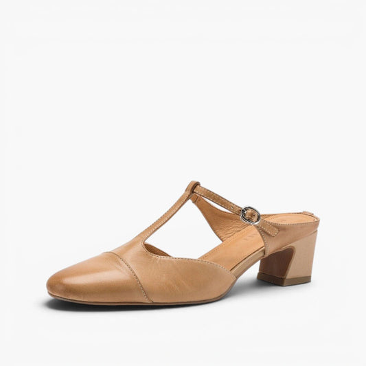 Rhea T-Bar Leather Mules