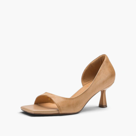 Yara Square-Toe Leather Heeled Sandals