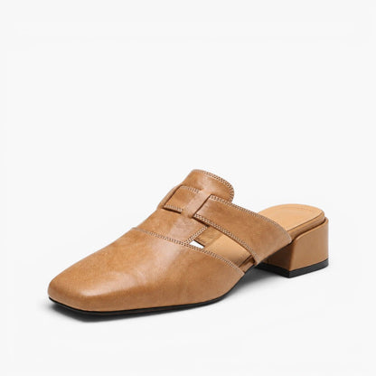 Anouk Square-Toe Leather Mules