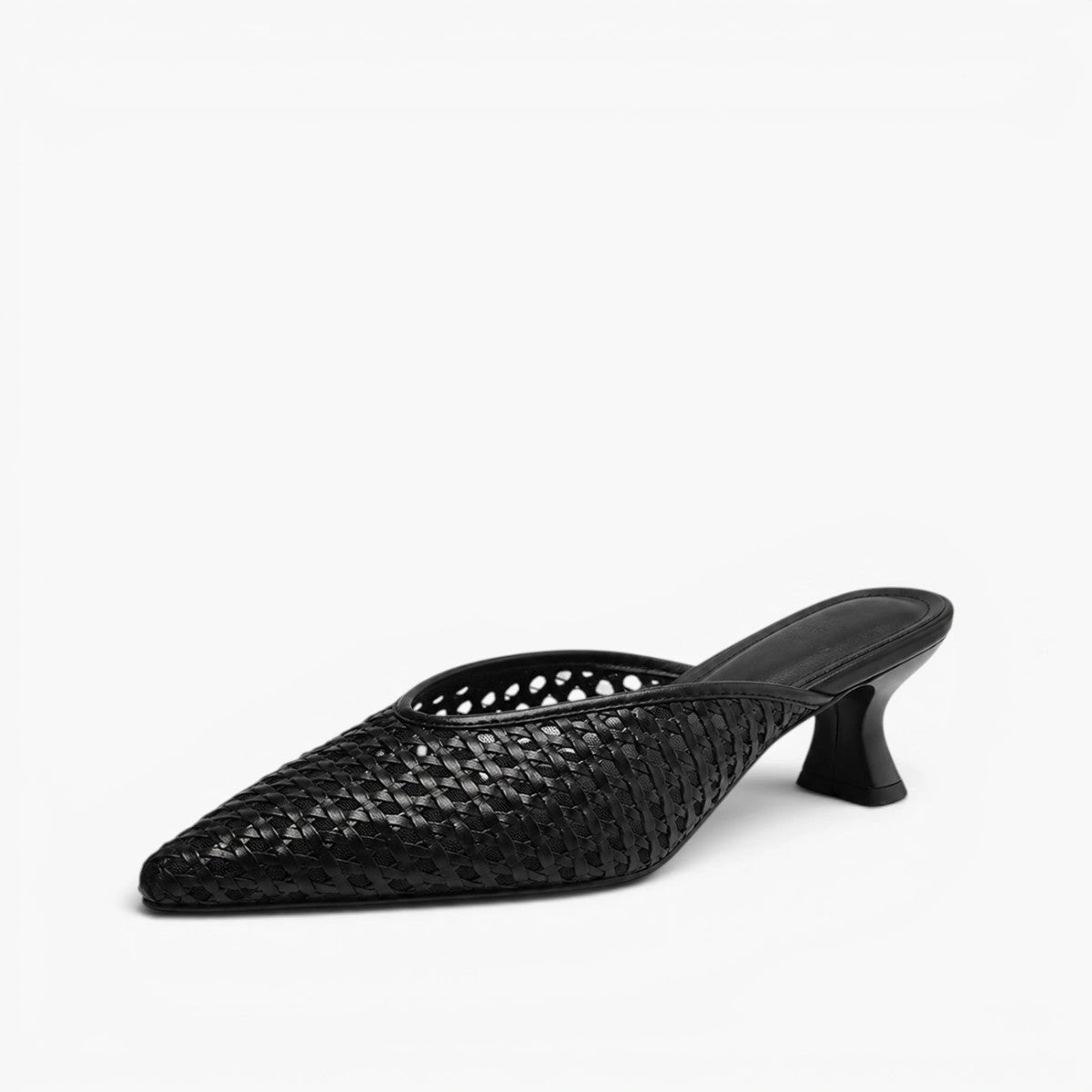 Thea Woven Leather Heel Mules